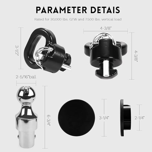 60638 Puck System Gooseneck Hitch Ball Kit fits for 2013-2025 Dodge RAM 2500 3500 2-5/16-Inch Ball - 38000 lbs GTW/ 9500 lbs VTW (W/Toolbox) in Saudi Arabia