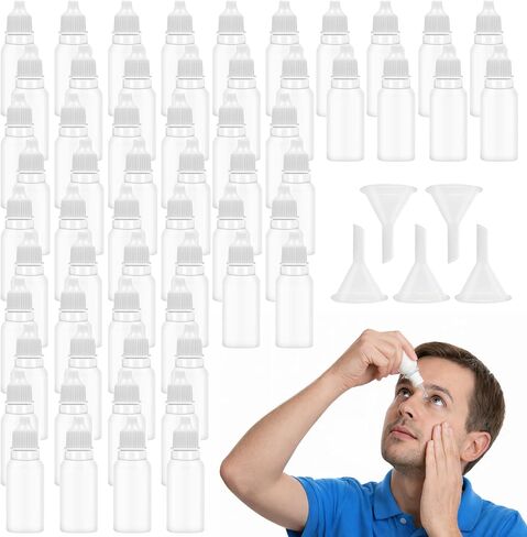 60 Pcs Small Empty Squeeze Dropper Bottles Plastic Thin Tip Dropper Bottles 15ML Portable Squeezable Liquid Dropper with Cap and Plug, Refillable Bottle for Liquids Oils Essence Paint Storage (White) in Kuwait