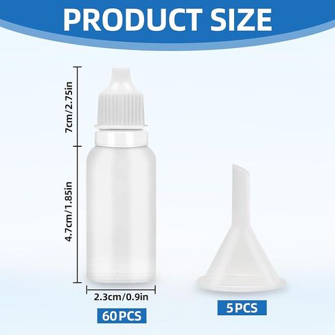 60 Pcs Small Empty Squeeze Dropper Bottles Plastic Thin Tip Dropper Bottles 15ML Portable Squeezable Liquid Dropper with Cap and Plug, Refillable Bottle for Liquids Oils Essence Paint Storage (White) in Kuwait