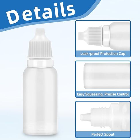 60 Pcs Small Empty Squeeze Dropper Bottles Plastic Thin Tip Dropper Bottles 15ML Portable Squeezable Liquid Dropper with Cap and Plug, Refillable Bottle for Liquids Oils Essence Paint Storage (White) in Kuwait