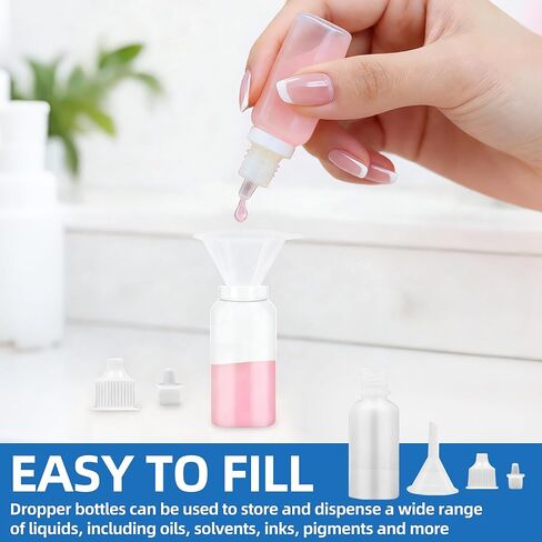 60 Pcs Small Empty Squeeze Dropper Bottles Plastic Thin Tip Dropper Bottles 15ML Portable Squeezable Liquid Dropper with Cap and Plug, Refillable Bottle for Liquids Oils Essence Paint Storage (White) in Kuwait