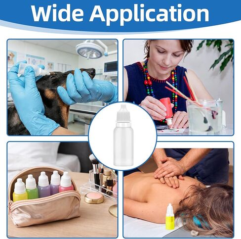 60 Pcs Small Empty Squeeze Dropper Bottles Plastic Thin Tip Dropper Bottles 15ML Portable Squeezable Liquid Dropper with Cap and Plug, Refillable Bottle for Liquids Oils Essence Paint Storage (White) in Kuwait