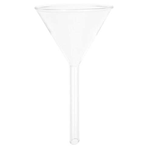 قمع زجاجي للمختبر قمع زجاجي واسع الفم 75 مم لنقل السوائل الكيميائية وترشيحها بتصميم مثلث عالي الثبات in Kuwait