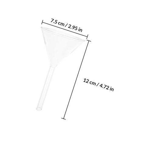 قمع زجاجي للمختبر قمع زجاجي واسع الفم 75 مم لنقل السوائل الكيميائية وترشيحها بتصميم مثلث عالي الثبات in Kuwait