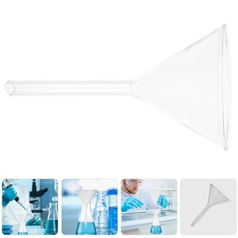 قمع زجاجي للمختبر قمع زجاجي واسع الفم 75 مم لنقل السوائل الكيميائية وترشيحها بتصميم مثلث عالي الثبات in Kuwait