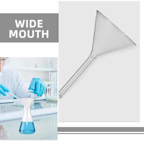 GARVALON Scientific Glass Funnel 75mm Triangular Stem for Lab Liquid Filtration and Chemical Transfer, Glass Filter Funnel with Mouth for Laboratory Use in Kuwait