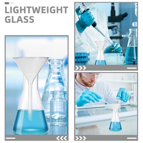 GARVALON Scientific Glass Funnel 75mm Triangular Stem for Lab Liquid Filtration and Chemical Transfer, Glass Filter Funnel with Mouth for Laboratory Use in Kuwait