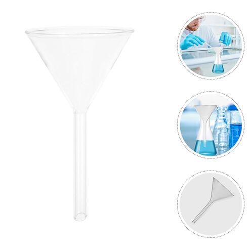 GARVALON Scientific Glass Funnel 75mm Triangular Stem for Lab Liquid Filtration and Chemical Transfer, Glass Filter Funnel with Mouth for Laboratory Use in Kuwait