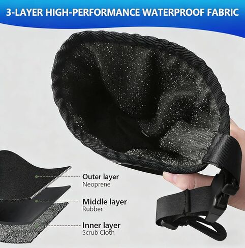 حقيبة تنظيف نادي الجولف وكرة الجولف - منظف أخاديد النادي، ملحقات حقيبة الجولف، تقنية تنظيف الوجه المقاومة للماء، مشبك قابل للفصل، يمكن غسله في الغسالة، هدايا الجولف للرجال (أسود) in Kuwait