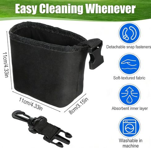حقيبة تنظيف نادي الجولف وكرة الجولف - منظف أخاديد النادي، ملحقات حقيبة الجولف، تقنية تنظيف الوجه المقاومة للماء، مشبك قابل للفصل، يمكن غسله في الغسالة، هدايا الجولف للرجال (أسود) in Kuwait
