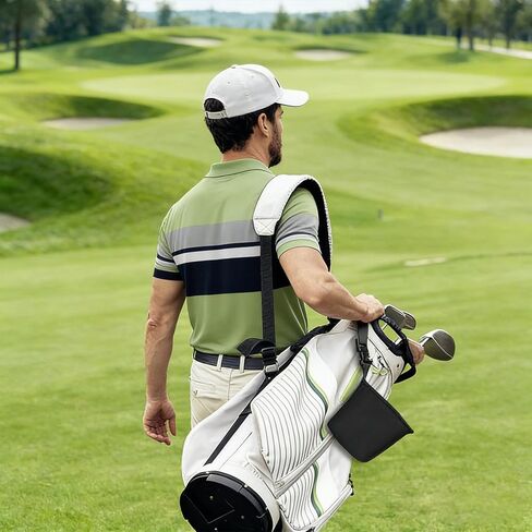 حقيبة تنظيف نادي الجولف وكرة الجولف - منظف أخاديد النادي، ملحقات حقيبة الجولف، تقنية تنظيف الوجه المقاومة للماء، مشبك قابل للفصل، يمكن غسله في الغسالة، هدايا الجولف للرجال (أسود) in Kuwait