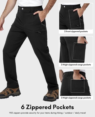 Haimont Men's Hiking Cargo Pants 6 Pockets Nylon Strech Lightweight Quick Dry Water Resistant Outdoor Travel, 30"/32"/34" in Kuwait