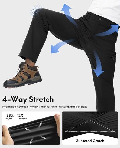 Haimont Men's Hiking Cargo Pants 6 Pockets Nylon Strech Lightweight Quick Dry Water Resistant Outdoor Travel, 30"/32"/34" in Kuwait