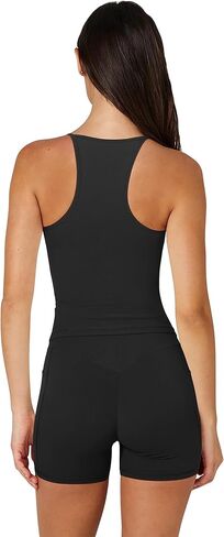 OMKAGI Racerback Workout Tops for Women Built in Bra Cute Open Back V Neck Longline Sports Bra Top in Saudi Arabia