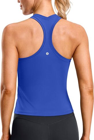 SANTINY Workout Tank Tops for Women Racerback Yoga Gym Tennis Running Athletic Tops Scoop Neck Tight Sleeveless Shirts in Saudi Arabia