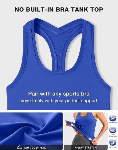 SANTINY Workout Tank Tops for Women Racerback Yoga Gym Tennis Running Athletic Tops Scoop Neck Tight Sleeveless Shirts in Saudi Arabia