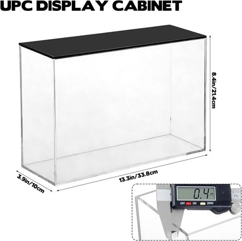 حافظة عرض UPC أكريليك شفافة (غير متوافقة مع MEW 151 UPC)، حافظة عرض للحماية من الأشعة فوق البنفسجية لمجموعة فائقة الجودة، واقي مقاوم للغبار بجودة المتحف مع غطاء أسود - 13.3 بوصة × 8.4 بوصة × 3.9 بوصة in Kuwait