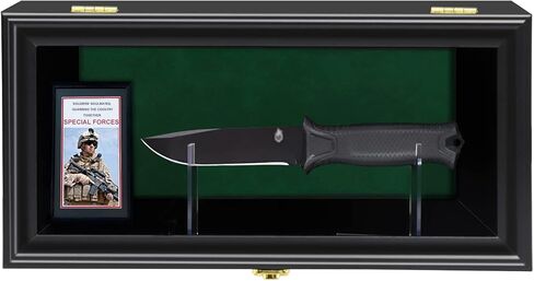 حافظة عرض السكين، صندوق ظل سكين واحد، خزانة مثبتة على الحائط مع حماية من الأشعة فوق البنفسجية، حامل أكريليك قابل للقفل قابل للتعديل، مقاس 15.4 × 7.5 × 4.6 بوصة in Kuwait