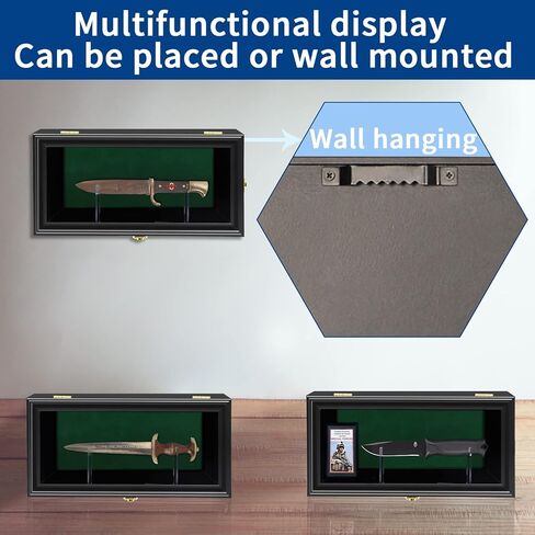 حافظة عرض السكين، صندوق ظل سكين واحد، خزانة مثبتة على الحائط مع حماية من الأشعة فوق البنفسجية، حامل أكريليك قابل للقفل قابل للتعديل، مقاس 15.4 × 7.5 × 4.6 بوصة in Kuwait