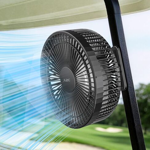 A2C Golf Cart Fan, 7.5" Rechargeable Magnetic Fan with 4 Speed Modes, Up to 15 Hours, Strong Airflow, Fits EZGO Club Car Yamaha, for Golf Cart & Cruise Ship Accessories, Outdoor Use in Saudi Arabia