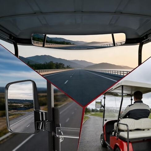 مرايا عربة الجولف العالمية، بدون حفر مرايا زجاجية مقاومة للكسر عالية الدقة لسيارة EZGO Club Car Yamaha، مرآة جانبية لعربة الجولف ومجموعة مرآة الرؤية الخلفية، دوران 180 درجة، لا توجد بقع عمياء in Kuwait