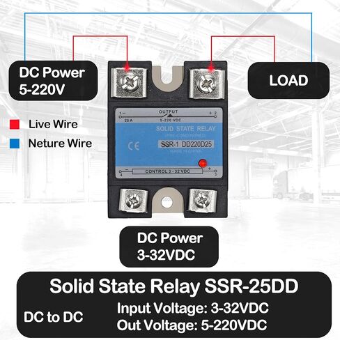 SSR-25DD Solid State Relays (Pack of 2) - DC 3–32V Input, DC 5–200V Output, 25A Single Phase for Industrial Automation & Temperature Control in Kuwait