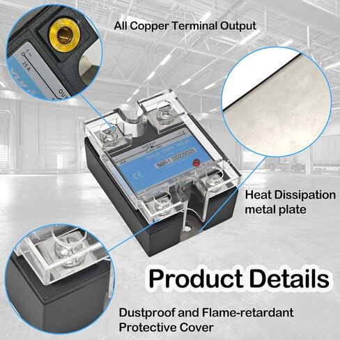 SSR-25DD Solid State Relays (Pack of 2) - DC 3–32V Input, DC 5–200V Output, 25A Single Phase for Industrial Automation & Temperature Control in Kuwait