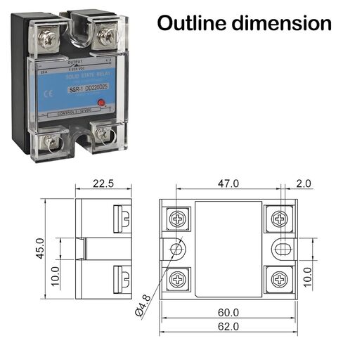 SSR-25DD Solid State Relays (Pack of 2) - DC 3–32V Input, DC 5–200V Output, 25A Single Phase for Industrial Automation & Temperature Control in Kuwait