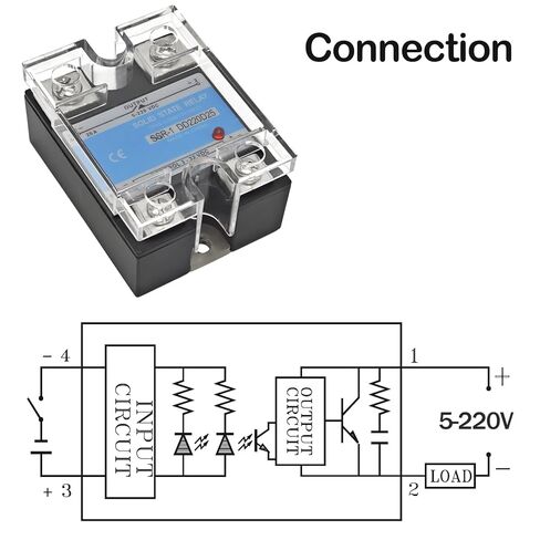 SSR-25DD Solid State Relays (Pack of 2) - DC 3–32V Input, DC 5–200V Output, 25A Single Phase for Industrial Automation & Temperature Control in Kuwait