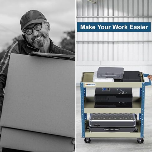 عربة أدوات دوارة من LARBANKE، مع عربة أدوات من 3 طبقات على العجلات، سعة تحميل 500 رطل، عربة أدوات مع طبقات قابلة لضبط الارتفاع، منظم أدوات للمرآب، ومستودع عربة الخدمة، ومتجر الإصلاح والمنزل in Kuwait