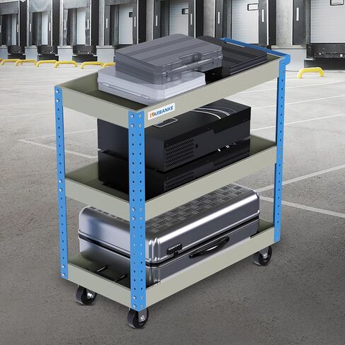 عربة أدوات دوارة من LARBANKE، مع عربة أدوات من 3 طبقات على العجلات، سعة تحميل 500 رطل، عربة أدوات مع طبقات قابلة لضبط الارتفاع، منظم أدوات للمرآب، ومستودع عربة الخدمة، ومتجر الإصلاح والمنزل in Kuwait