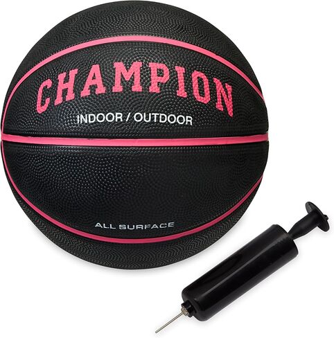 Champion Downtown Basketball - Durable Rubber Cover with Deep Channels for Better Control, Anti-Burst Butyl Bladder, Includes Ball Pump, for Indoor/Outdoor Play in Saudi Arabia