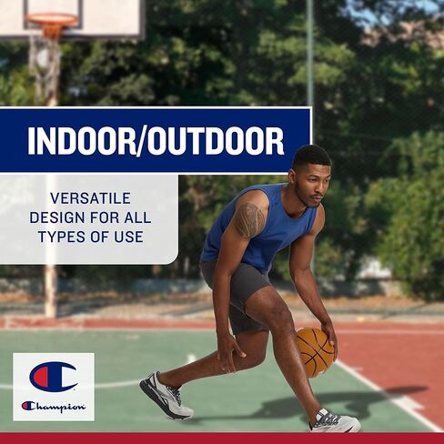 Champion Downtown Basketball - Durable Rubber Cover with Deep Channels for Better Control, Anti-Burst Butyl Bladder, Includes Ball Pump, for Indoor/Outdoor Play in Saudi Arabia