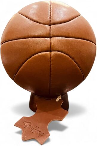 Geoffrey MINI Basket Ball Vintage 100% Cow Leather with Wooden Base | TAN | Size 2 | Retro in Kuwait