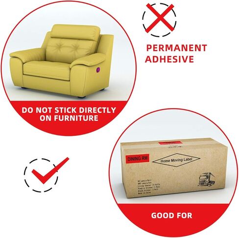 Avenemark 1440 Count Home Moving Labels ، 24 Rolls Color Colling for Boxes Stickers + Higile + Packing Sticks ، بما في ذلك اثنين in Kuwait