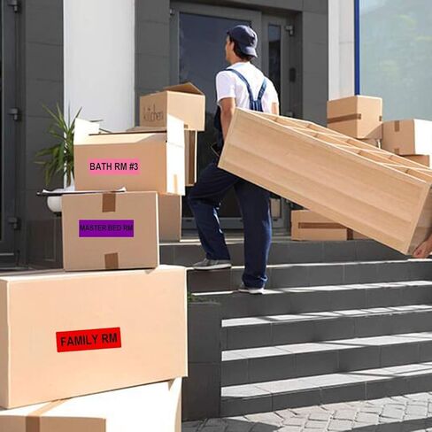 Avenemark 1440 Count Home Moving Labels ، 24 Rolls Color Colling for Boxes Stickers + Higile + Packing Sticks ، بما في ذلك اثنين in Kuwait