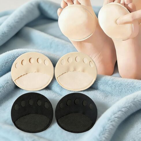 2 Pairs Forefoot Pads Sponge Toe Plug Half Socks Sweat Absorbing Cushion Inserts for High Heels Sneakers Black and Beige (Pack of 2) in Saudi Arabia