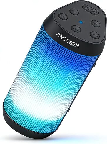 Portable Bluetooth Speaker, 15W Powerful Stereo, TWS Pair, LED Light Show, IPX4 Waterproof, BT5.3 Wireless Speaker with Long Battery Life, USB-C, AUX-in – for Outdoor, Party, Home, Travel, Ideal Gfits in Saudi Arabia