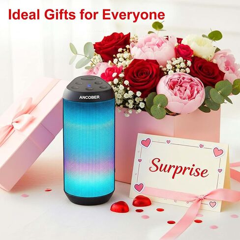 Portable Bluetooth Speaker, 15W Powerful Stereo, TWS Pair, LED Light Show, IPX4 Waterproof, BT5.3 Wireless Speaker with Long Battery Life, USB-C, AUX-in – for Outdoor, Party, Home, Travel, Ideal Gfits in Saudi Arabia
