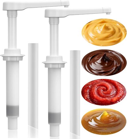 مضخات بديلة عالمية مكونة من عبوتين لموزعات جبن الناتشو/الفادج الساخن/الشراب - متوافقة مع سخانات الصلصة 2.2Qt-7.6Qt - بلاستيك صالح للطعام in Kuwait