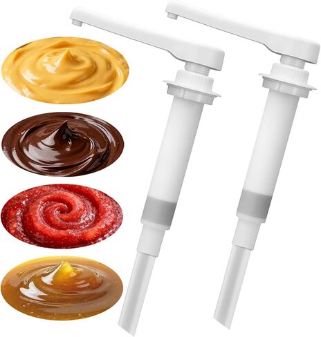 مضخات بديلة عالمية مكونة من عبوتين لموزعات جبن الناتشو/الفادج الساخن/الشراب - متوافقة مع سخانات الصلصة 2.2Qt-7.6Qt - بلاستيك صالح للطعام in Kuwait