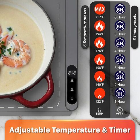 Warming Mat for Food Extra Large -600W /36"x16" XXL Food Warmer for Countertop, Upgrade Graphene Fast Rapid Heating Tray, Adjustable Electric Heating Pad for Buffet Party, 6 Level Temp, 6 Hour Timer in Saudi Arabia