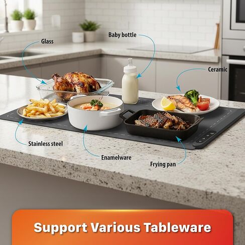 Warming Mat for Food Extra Large -600W /36"x16" XXL Food Warmer for Countertop, Upgrade Graphene Fast Rapid Heating Tray, Adjustable Electric Heating Pad for Buffet Party, 6 Level Temp, 6 Hour Timer in Saudi Arabia