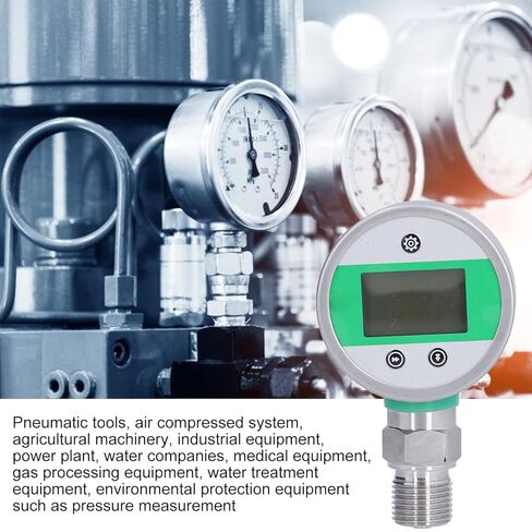 HG 601YB Digital Pressure, Stainless Steel Material, Reading, LCD Display with Blue Backlight, DC 24V Voltage, for Pneumatic Tools Compressed Air Systems in Kuwait