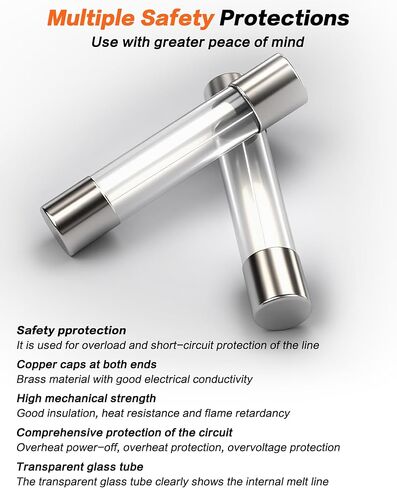 مجموعة متنوعة من الصمامات الزجاجية سريعة النفخ 72 قطعة من IZTOSS 6x30 مم لصمامات السيارات 250 فولت 0.5 أمبير 1 أمبير 2 أمبير 3 أمبير 5 أمبير 10 أمبير 15 أمبير 20 أمبير 30 أمبير وصمامات زجاجية 10 قطع، فرز وتغليف في صناديق بلاستيكية شفافة in Kuwait