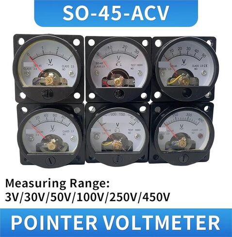 Voltmeter SO-45 AC 1V 2V 5V 10V 15V 20V 50V 100V 150V 200V 300V 500V Round Analog Dial Panel Meter Gauge Black 1Pcs(75V) in Saudi Arabia