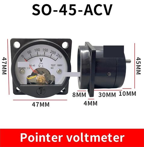 Voltmeter SO-45 AC 1V 2V 5V 10V 15V 20V 50V 100V 150V 200V 300V 500V Round Analog Dial Panel Meter Gauge Black 1Pcs(75V) in Saudi Arabia