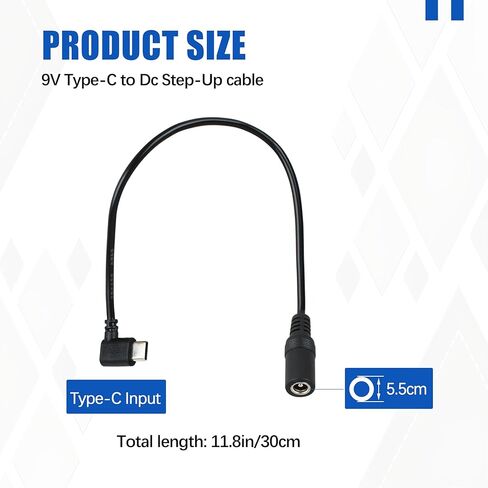 9V Heated Jacket Battery Step-up Adapter Charger for 7.4V 8.4V Heated Jacket, Heated Vests and Heated Hoodies (Black, USB C to DC) - Not for 12V Heated Gear in Kuwait