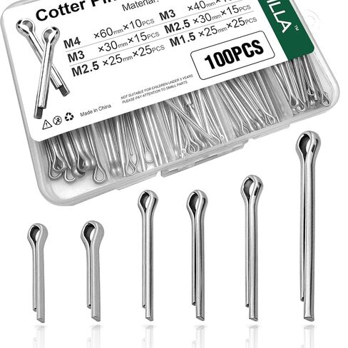 Mrdilla 100PCS Cotter Pins Assortment Kit, Stainless Steel Split Pins Set for Lawn Mowers, Clamps, and Trailer Hitch Locking in Kuwait