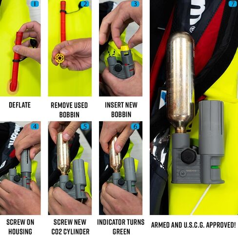 مجموعة إعادة الذراع بثاني أكسيد الكربون 16 جرام من بلوستورم | متوافقة مع حزمة الحزام القابلة للنفخ Cirro 16 للبالغين (PFD) in Kuwait